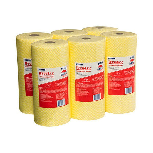 WypAll Colour Coded Cloth Wiper Roll Yellow 106 Wipers Pack of 6