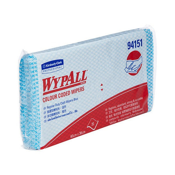 WypAll Colour Coded Cloth Wiper Blue 20 Wipers Pack of 12