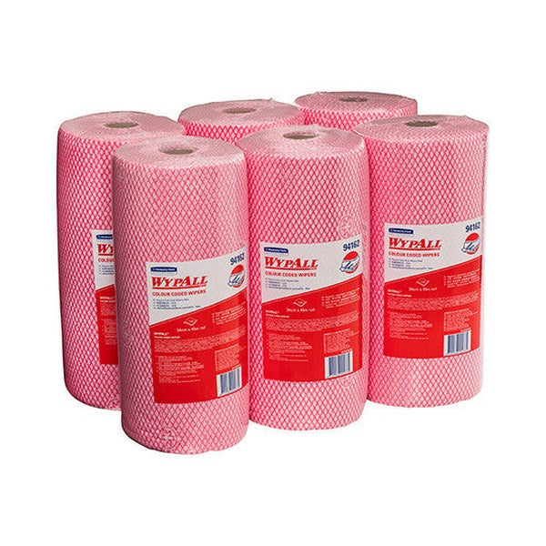 WypAll Colour Coded Cloth Wiper Roll Red 106 Wipers Pack of 6