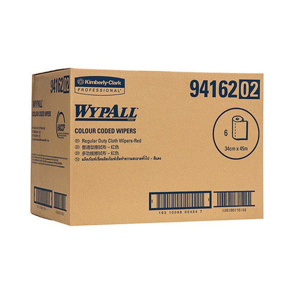 WypAll Colour Coded Cloth Wiper Roll Red 106 Wipers Pack of 6