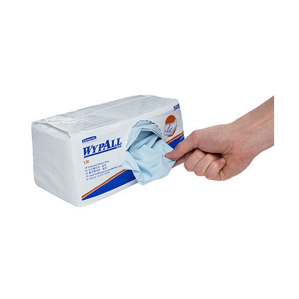 WypAll L30 Embossed Wiper Single Sheet 3 Ply Blue 75 Sheets Packs of 10