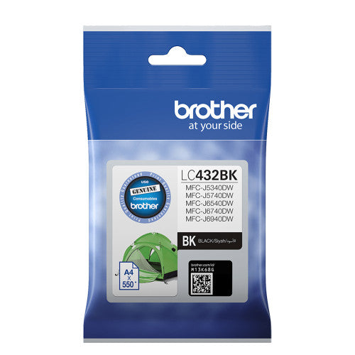Brother LC432BK Standard Yield Ink Cartridge 550 Pages Black