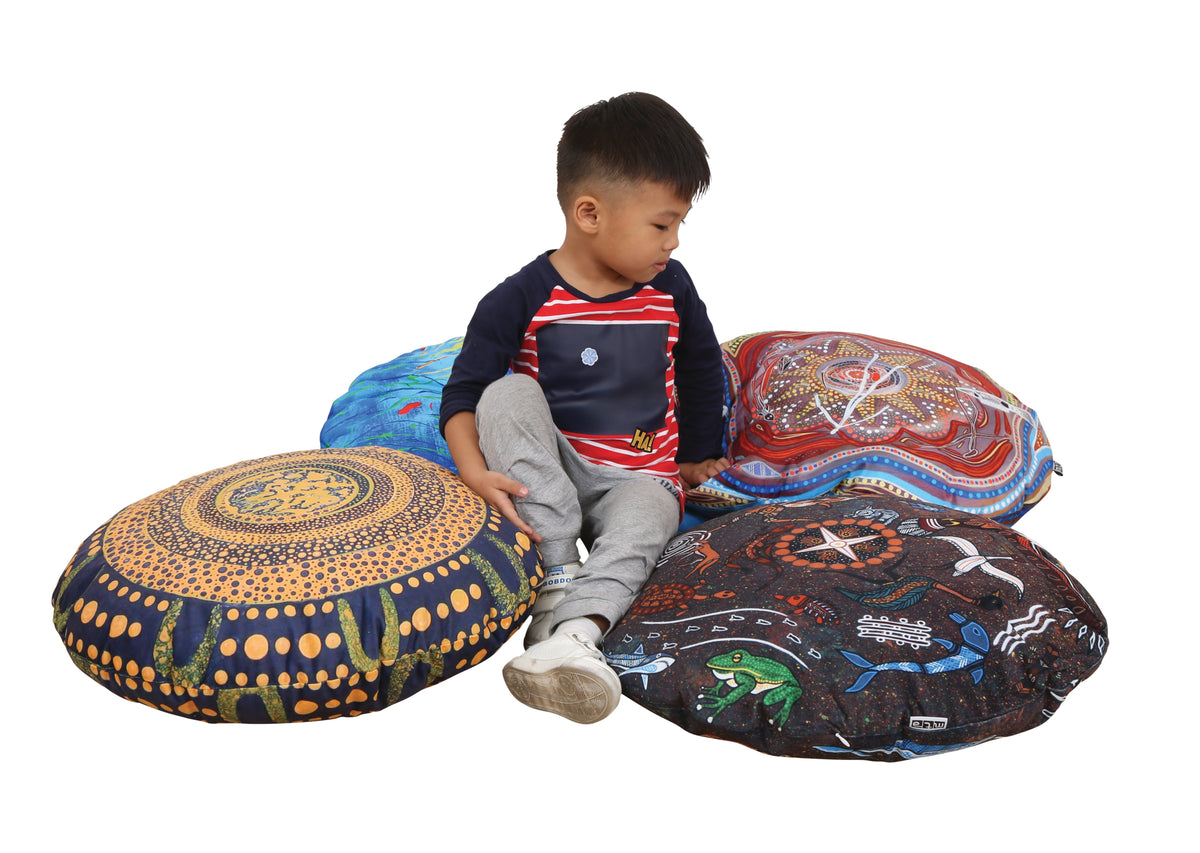 Aboriginal Round Cushions 60cm Set of 4 Velvet Removable Covers