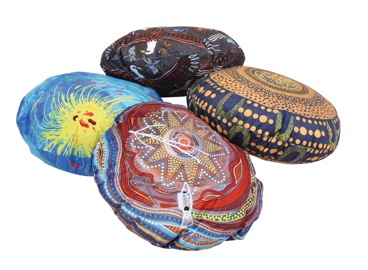 Aboriginal Round Cushions 60cm Set of 4 Velvet Removable Covers