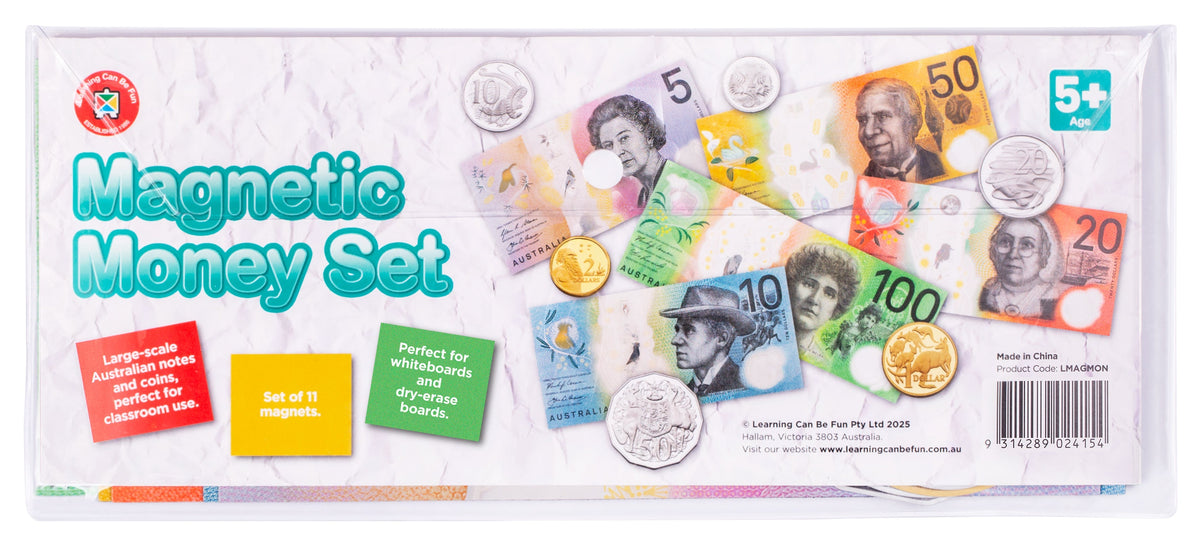 Magnetic Australian Money Coins and Notes Oversized for the Board