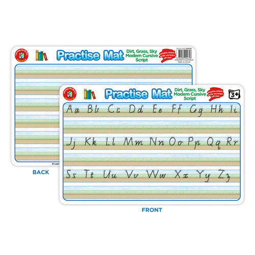 Learning Can Be Fun Practise Mat Dirt Grass Sky Modern Cursive Script