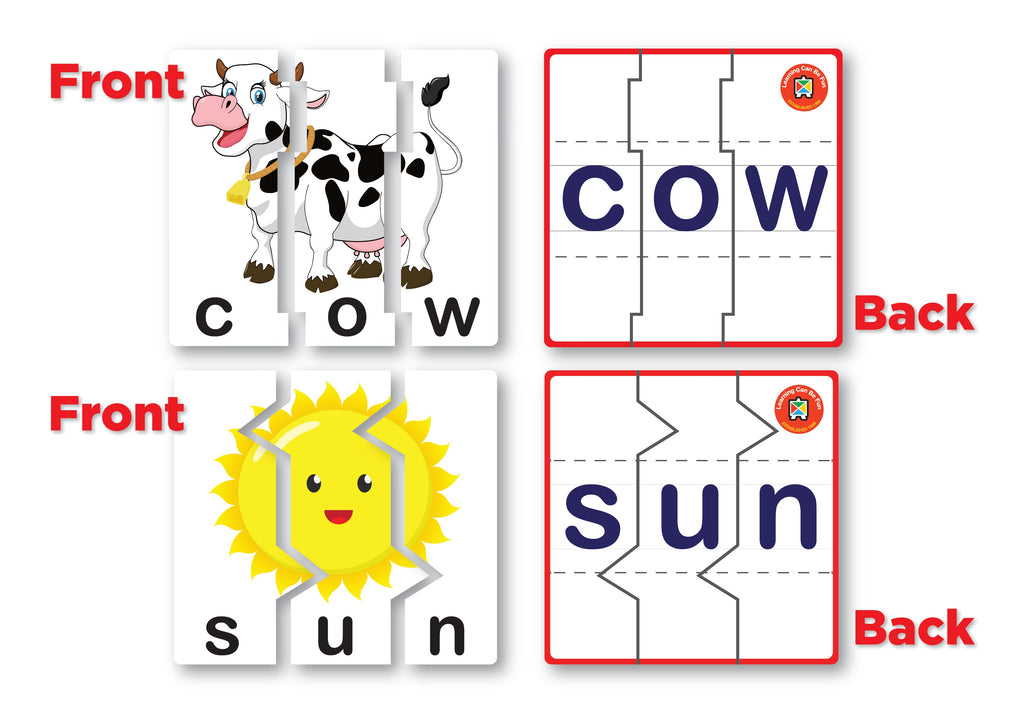 Three Letter Word Puzzles 15 Double Sided Puzzles 45 Pieces 13cm