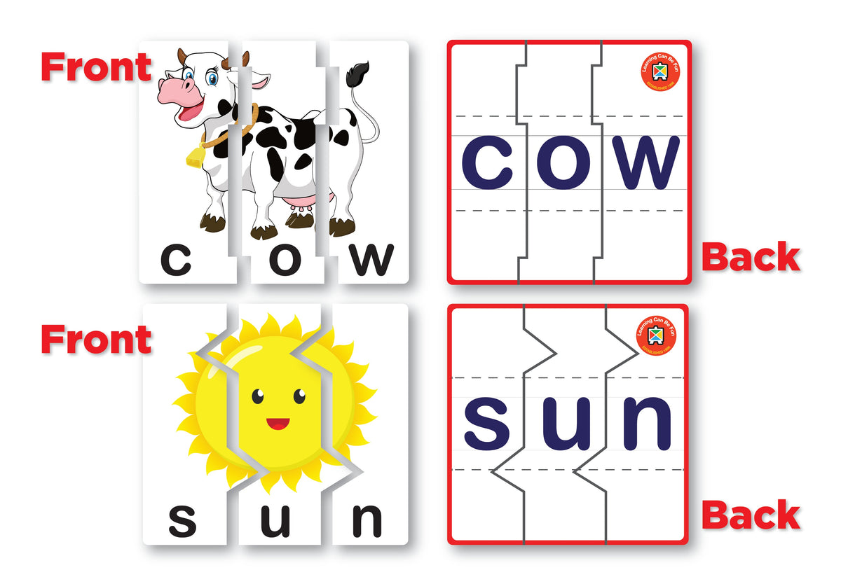 Three Letter Word Puzzles 15 Double Sided Puzzles 45 Pieces 13cm