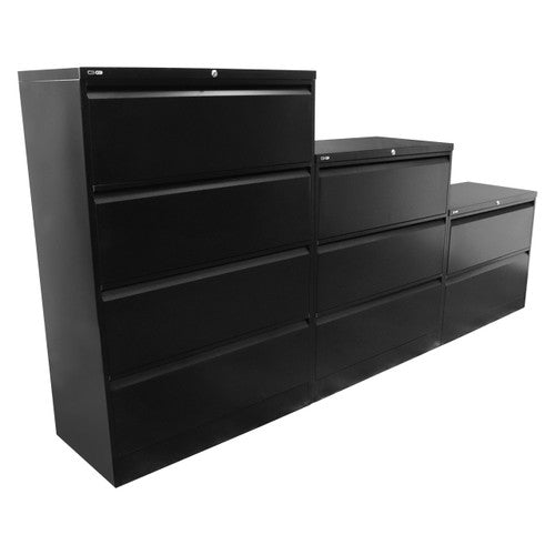 Rapidline Go Heavy Duty Lateral Filing Cabinet Three Drawer Black Satin