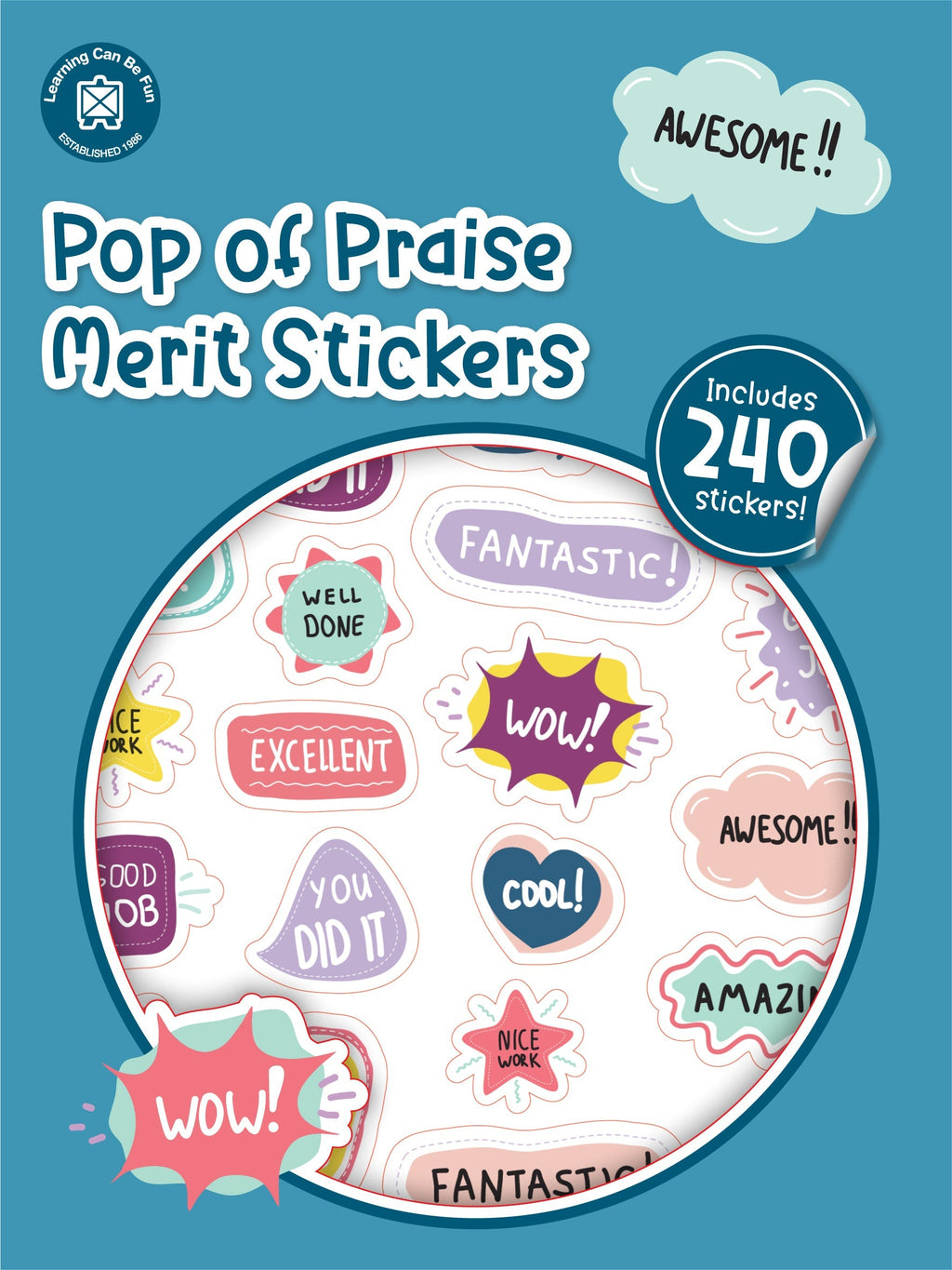 Learning Can Be Fun Pop of Praise Merit Sticker Book 240 Stickers