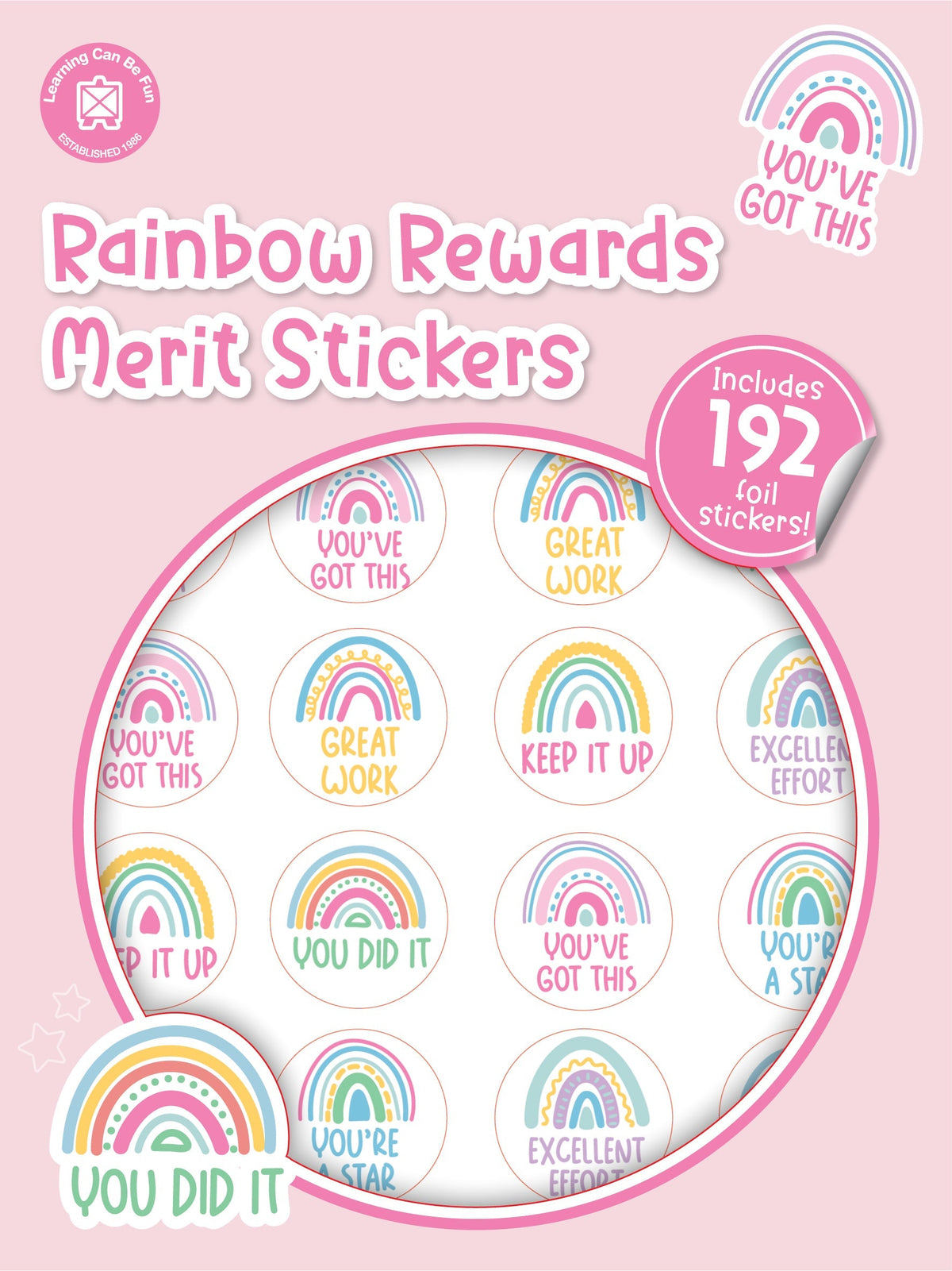 Learning Can Be Fun Rainbow Rewards Merit Sticker Book 192 Stickers