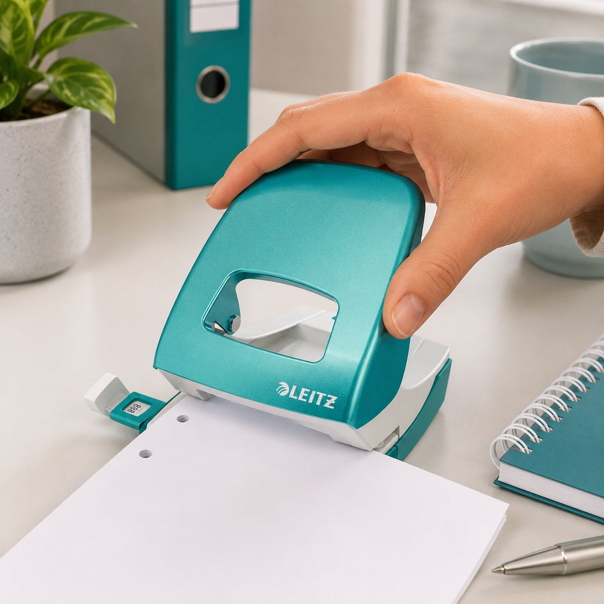 Leitz NeXXt WOW Punch 2 Hole 30 Sheet Ice Blue