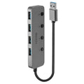 Lindy 4 Port USB 3.0 Type A Hub with On/Off Switches Grey