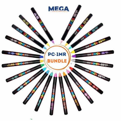 Posca PC-1MR Paint Marker Pen Bullet Ultra Fine Bundle of 22 Individual Colours