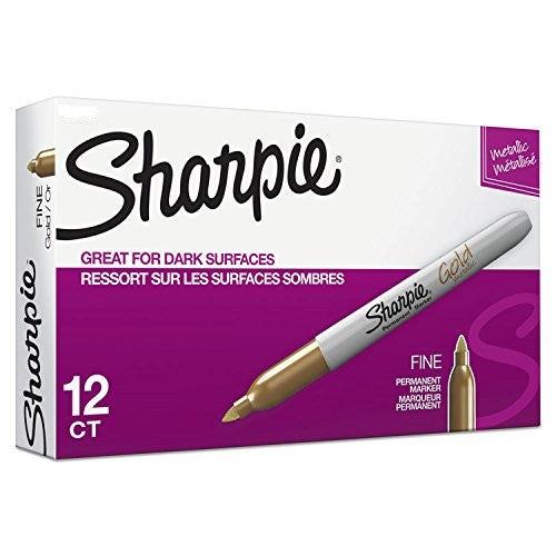 Sharpie Metallic Permanent Marker Fine Point Gold Box of 12