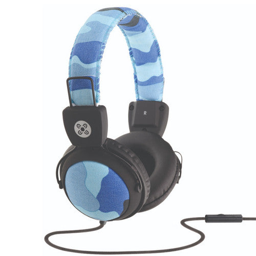 Moki Camo Headphones with Inline Microphone Blue
