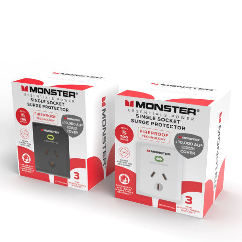Monster Single Socket Surge Protector White