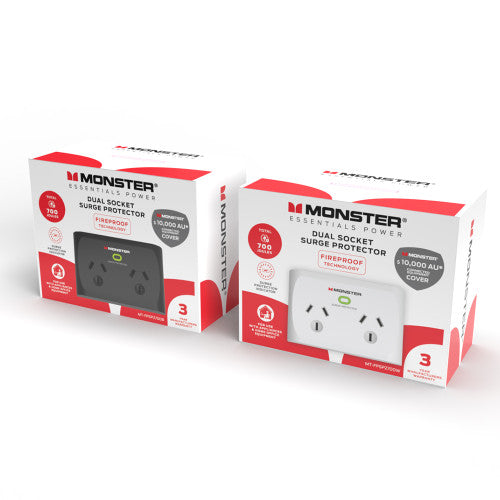 Monster Dual Socket Surge Protector Black
