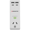 Monster Single Socket Surge Protector with USB-C and USB-A Ports White