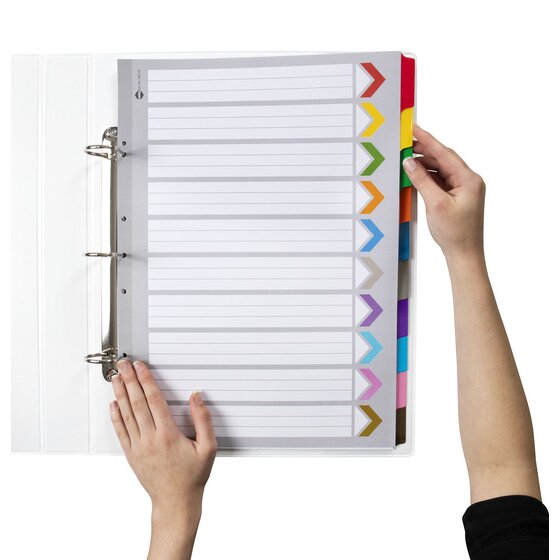 Marbig Indices and Dividers 10 Tab Reinforced A3 Portrait Multi Colour