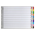 Marbig Indices and Dividers 10 Tab Reinforced A3 Landscape Multi Colour