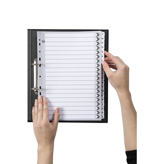 Marbig Indices and Dividers A-Z Tab Reinforced A4 Black and White