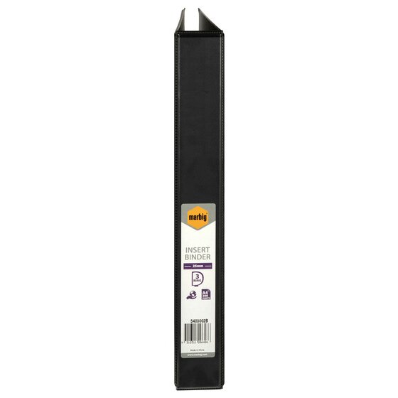 Marbig Clearview Insert Binder 25mm 3D A4 Black Pack of 20