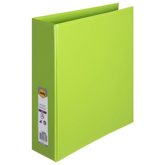 Marbig Clearview Insert Binder 50mm 4D A4 Lime Pack of 12