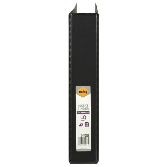 Marbig Clearview Insert Binder 38mm 4D A4 Black Pack of 12
