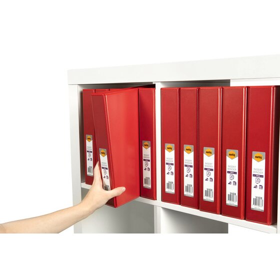 Marbig Clearview Insert Binder 38mm 4D A4 Red Pack of 12
