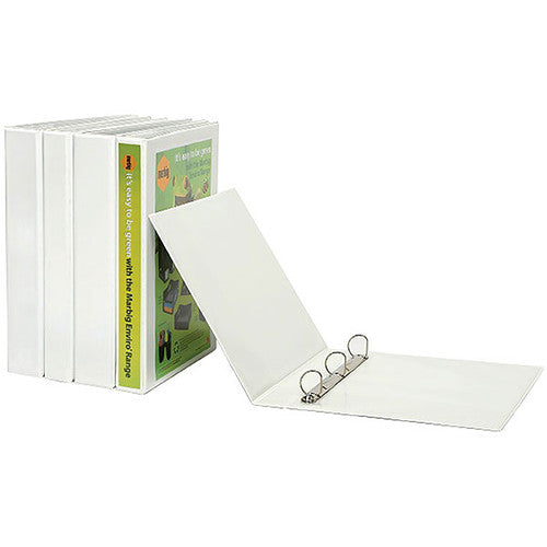Marbig Clearview Insert Binder 65mm 4D A4 White Pack of 15