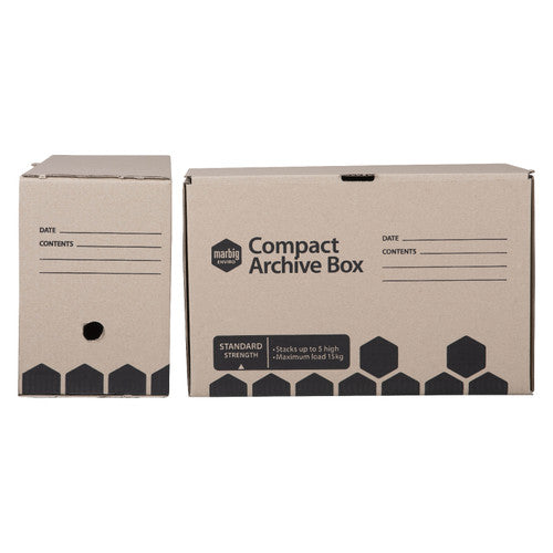 Marbig Compact Archive Box Brown Retail Pack of 2