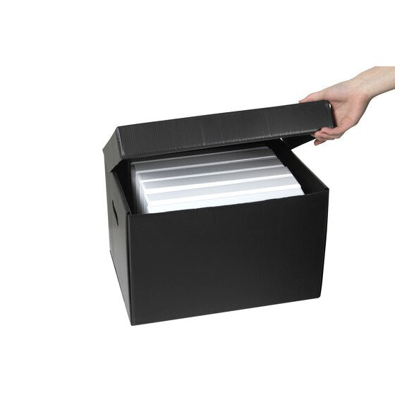 Marbig Corflute Box with Attached Lid Black