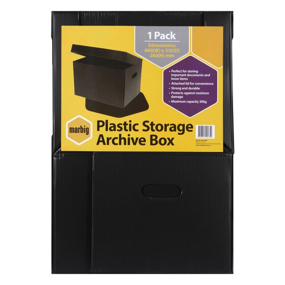 Marbig Corflute Box with Attached Lid Black