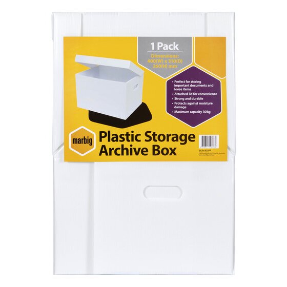 Marbig Corflute Box with Attached Lid White