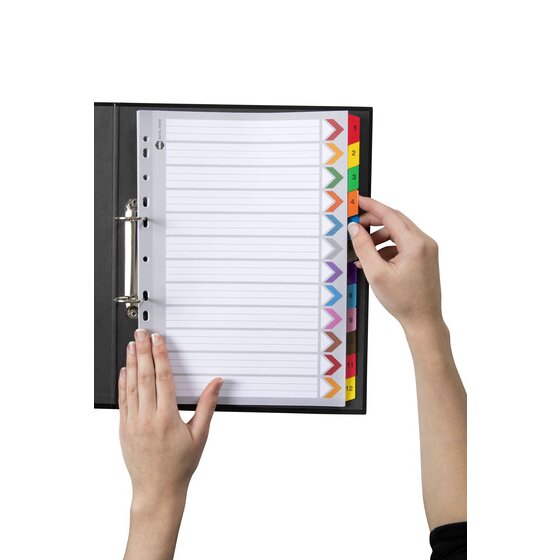 Marbig Indices and Dividers 1-12 Tab Reinforced A4 Multi Colour