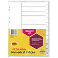 Marbig Indices and Dividers 1-12 Tab PP A4 White