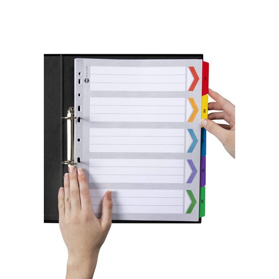 Marbig Indices and Dividers 1-5 Tab Manilla A4 Extra Wide Multi Colour