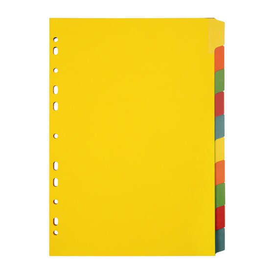 Marbig Indices and Dividers 10 Tab Manilla A4 Eraseable Brights