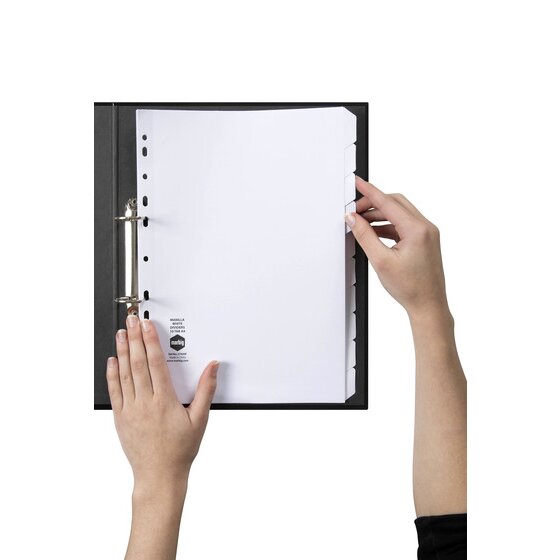 Marbig Indices and Dividers 10 Tab Manilla A4 White Bulk Pack of 20