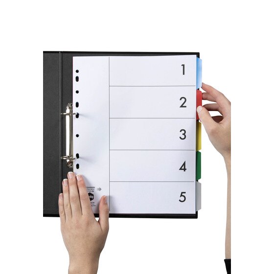 Marbig Indices and Dividers 5 Tab PP A4 Extra Wide Multi Colour