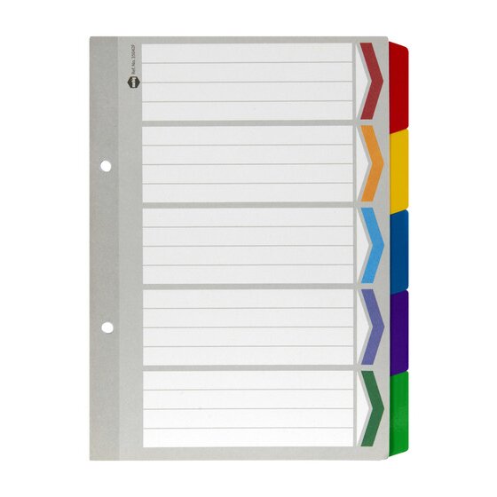 Marbig Indices and Dividers 5 Tab Reinforced A5 Multi Colour