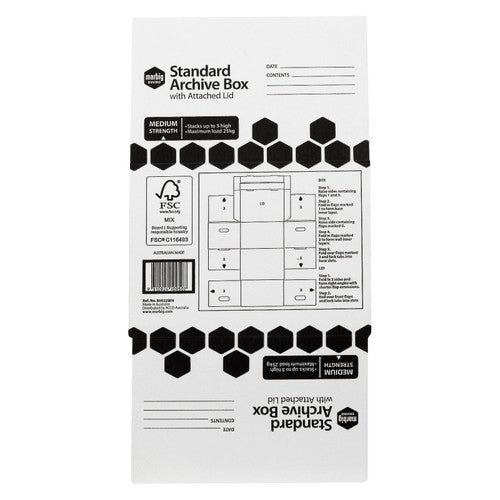 Marbig Enviro Standard Archive Box with Attached Lid White Carton of 10