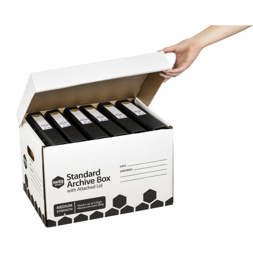 Marbig Enviro Standard Archive Box with Attached Lid White Carton of 10