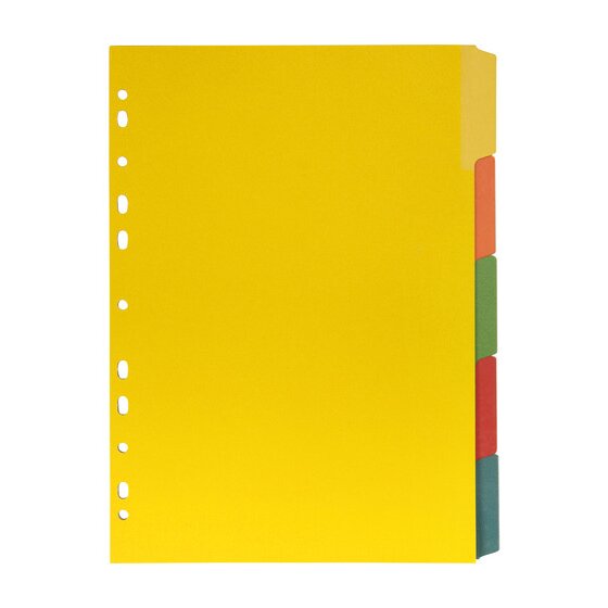 Marbig Indices and Dividers 5 Tab Manilla A4 Eraseable Brights