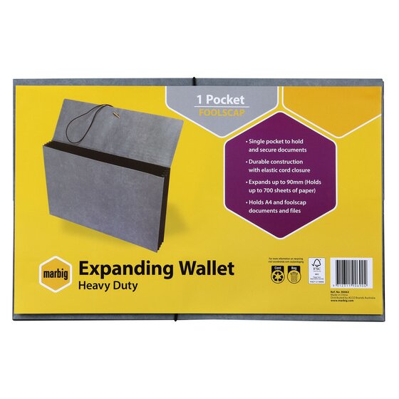 Marbig Expanding Wallet Foolscap Heavy Duty Green