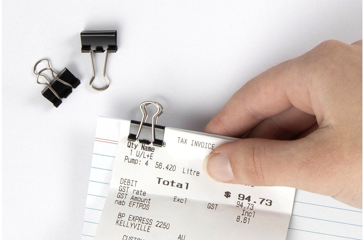 Marbig Fold Back Clips 15mm Black Box of 12