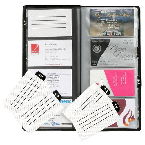 Marbig Business Card Holder Indexed 96 Capacity Black