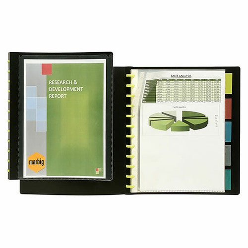 Marbig Kwik Zip Refillable Display Book A4 Insert Cover and 5 Dividers Black
