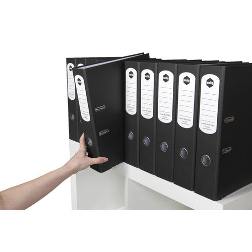 Marbig Lever Arch File Paper Spine Foolscap Black Box of 10